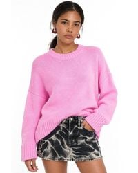 MixRay - Oversized Ribbed Knit Sweater With Crew Neck - Lyst