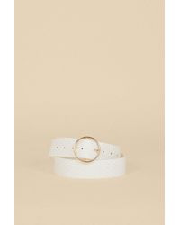Oasis - White Woven Circle Buckle Belt - Lyst