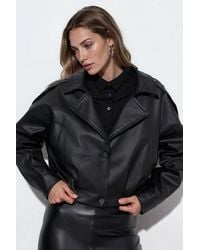 Hiccup - Short Faux Leather Jacket With Pockets - Lyst