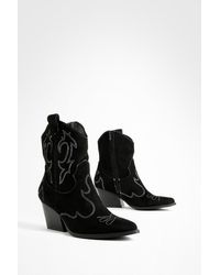 Boohoo - Stitch Detail Ankle Western Cowboy Boots - Lyst