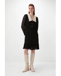 GUSTO - Contrast Collar Dress With Buttons - Lyst