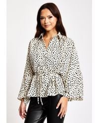 Liquorish - Animal Print Shirt With Long Sleeves & Tie Waist - Lyst