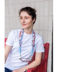 The Colourful Aura - White Floral Print Cotton Scarf Reading Detachable Eyeglass Chain Lanyard Holder - Lyst