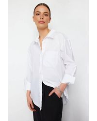 WOVCOR - Single Pocket Boyfriend Cotton Woven Shirt - Lyst