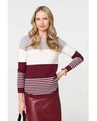 Izabel London - Colour Block Textured Curve Hem Jumper - Lyst