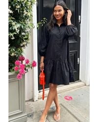 CY - Oversized Cotton Shirt Dress With Ruffle Hem - Lyst