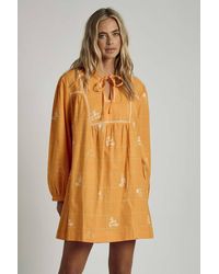 Native Youth - Cotton Blend Embroidered Long Sleeve Mini Dress - Lyst