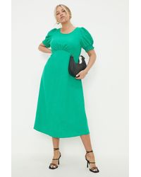Dorothy Perkins - Curve Green Shirred Cuff Midi Dress - Lyst