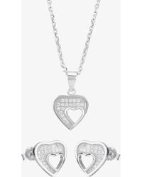 T.H.Baker - Pave Cut-Out Heart Pendant & Earring Set E612067+E612067-P - Lyst