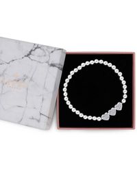 Lipsy - Silver Plated Crystal Heart Charm Stretch Bracelet - Gift Boxed - Lyst