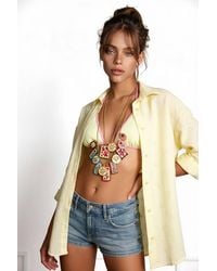 Happiness İstanbul - Textured Embroidered Long Sleeve Shirt With Button Closure - Lyst