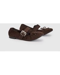 Faith - Mila Faux Suede Buckle Ruched Ballet Flats - Lyst