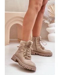 Love Lace - Trapper Lace Up Zipper Insulated Ankle Boots With Fur Lining - Lyst