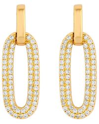 Jon Richard - Gold Plated Polished And Pave Link Drop Earrings - Lyst