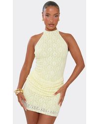 EGO - Sleeveless Drape Panel Lace Mini Dress - Lyst