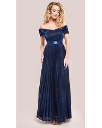 Goddiva - Bardot Pleated Skirt Maxi - Lyst