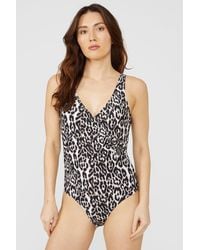 DEBENHAMS - Leopard Print Wrap Swimsuit - Lyst