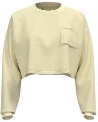 Calvin Klein - Logo Jersey Long Sleeve Cropped Sweatshirt Pear Sorbet - Lyst