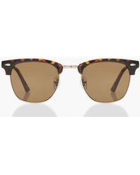 Boohoo - Classic Square Top Tortoiseshell Sunglasses - Lyst