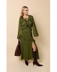 Little Mistress - Chiffon Ruffle Maxi Dress - Lyst