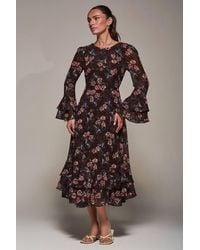 Jolie Moi - Long Sleeve Chiffon Frill Midaxi Dress - Lyst