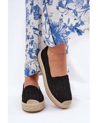 Love Lace - Textile Espadrilles Platform Shoes With Jute Braid & Rounded Toe - Lyst