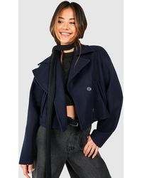 Boohoo - Wool Look Cropped Trench Coat - Lyst