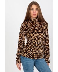 Love Lace - Velour Stand Collar Long Sleeve Pattern Blouse - Lyst