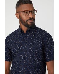 MAINE - Short Sleeve Arrow Print Oxford Shirt - Lyst