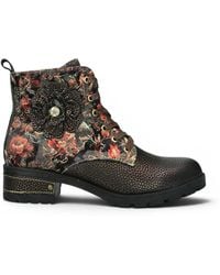 Infinity Leather - Gothic Victorian Floral Leather Lace-Up Boots - Lyst