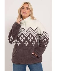 Yours - Fairisle Quarter Zip Fleece - Lyst