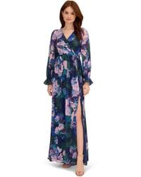 Adrianna Papell - Floral Print Chiffon Gown - Lyst