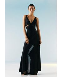 Karen Millen - Petite Ooto Sheer Panelled Woven Maxi Dress - Lyst