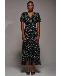 Jolie Moi - Angel Sleeve Mesh Frill Wrap Maxi Dress - Lyst
