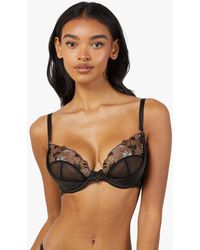 Wolf & Whistle - Aria And Gold Lace Plunge Bra - Lyst