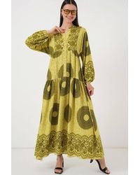 Bigdart - Patterned V-Neck Maxi Dress With Button Closure - Lyst