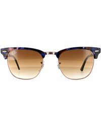 Ray-Ban - Square Spotted Brown Blue Clear Gradient Brown Plastic Sunglasses Clubmaster 3016 - Lyst