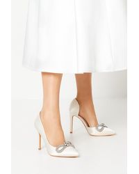Coast - Tibby Bridal Satin Diamante Bow High Stiletto Court Shoes - Lyst