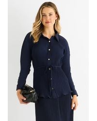 Gini London - Plisse Button Through Shirt - Lyst