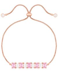 Jon Richard - Rose Gold Plated And Pink Cubic Zirconia Toggle Bracelet - Lyst