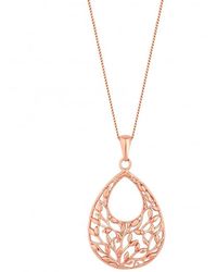 Simply Silver - 14ct Rose Gold Plated Sterling Silver 925 Floral Filigree Necklace - Lyst