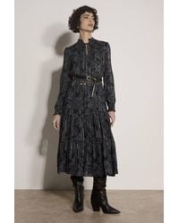 Apricot - Paisley Metallic Shimmer Tiered Midi Dress - Lyst