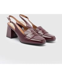 Wallis - Audrey Faux Leather Slingback Buckle Detail Block Heeled Loafers - Lyst