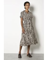 Apricot - Zebra Print Shirt Midi Dress - Lyst