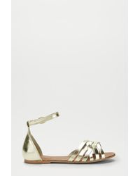 Dorothy Perkins - Gold Leather Jinxer Flat Sandals - Lyst