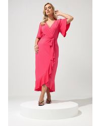 Yours - Ruffle Hem Wrap Dress - Lyst
