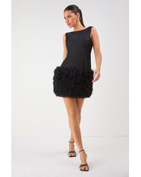MissPap - Satin Tulle Hem Racer Neck Mini Dress - Lyst