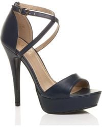 AJVANI - High Heel Crossed Straps Platform Sandals - Lyst