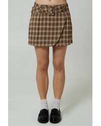 Neon Rose - Plaid Check A-Line Wrap Front Mini Skirt - Lyst