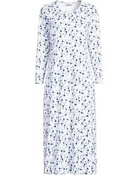 Lands' End - Long Sleeve Mid Calf, Pure Cotton Nightdress - Lyst